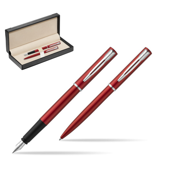 Zestaw prezentowy pióro wieczne + długopis Waterman Allure czerwony CT w pudełku classic black