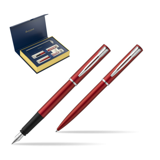 Zestaw prezentowy pióro wieczne + długopis Waterman Allure czerwony CT 