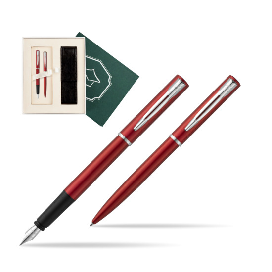 Zestaw prezentowy pióro wieczne + długopis Waterman Allure czerwony CT w pudełku Wiedza i Nauka