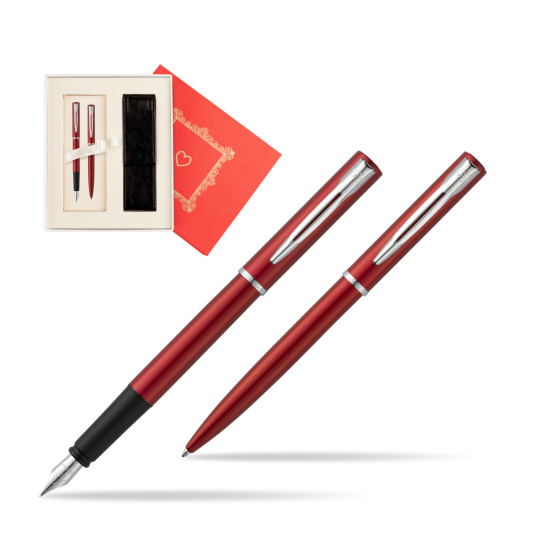 Zestaw prezentowy pióro wieczne + długopis Waterman Allure czerwony CT w pudełku Czerwień Od Serca