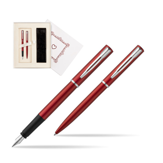 Zestaw prezentowy pióro wieczne + długopis Waterman Allure czerwony CT w pudełku Biel Od Serca
