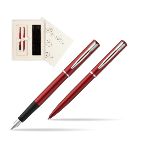 Zestaw prezentowy pióro wieczne + długopis Waterman Allure czerwony CT w pudełku Ślub