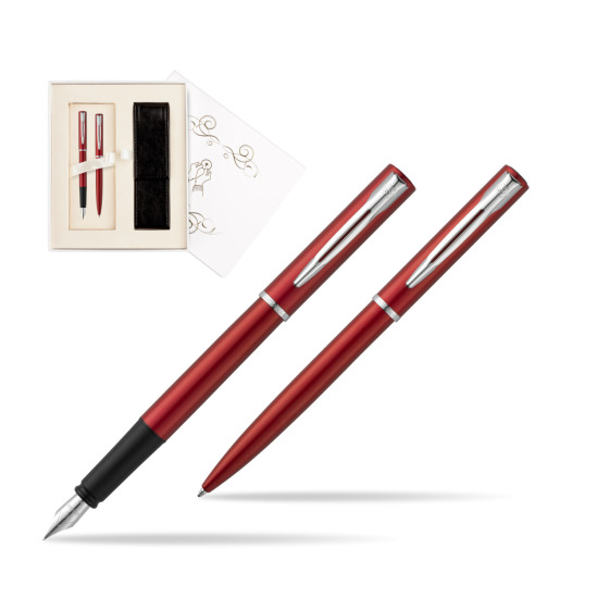 Zestaw prezentowy pióro wieczne + długopis Waterman Allure czerwony CT w pudełku Pamiątka I Komunii