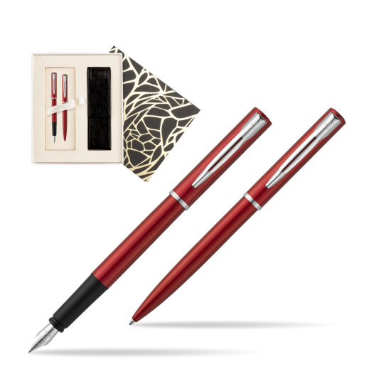 Zestaw prezentowy pióro wieczne + długopis Waterman Allure czerwony CT w pudełku Jubileusz