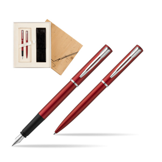 Zestaw prezentowy pióro wieczne + długopis Waterman Allure czerwony CT w pudełku Jubileusz 2