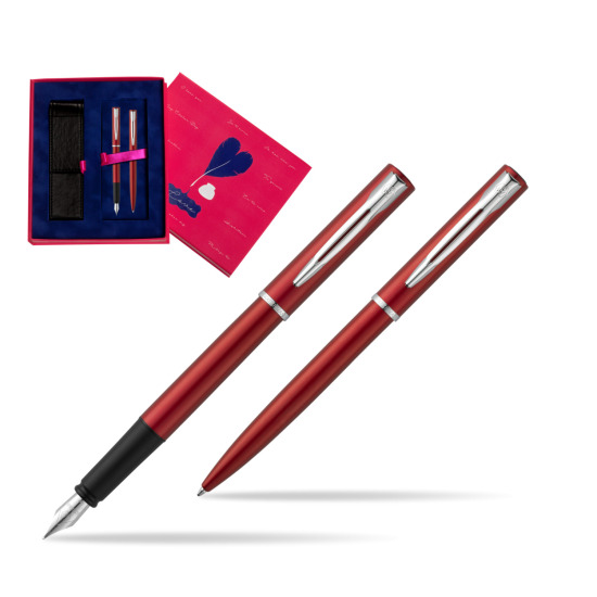 Zestaw prezentowy pióro wieczne + długopis Waterman Allure czerwony CT w pudełku Love