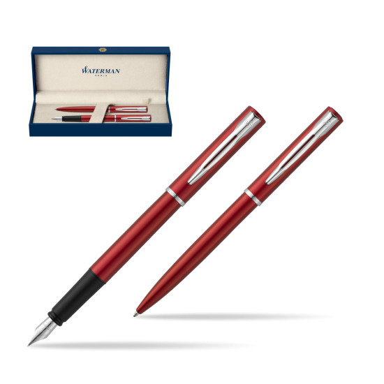 Zestaw prezentowy pióro wieczne + długopis Waterman Allure czerwony CT