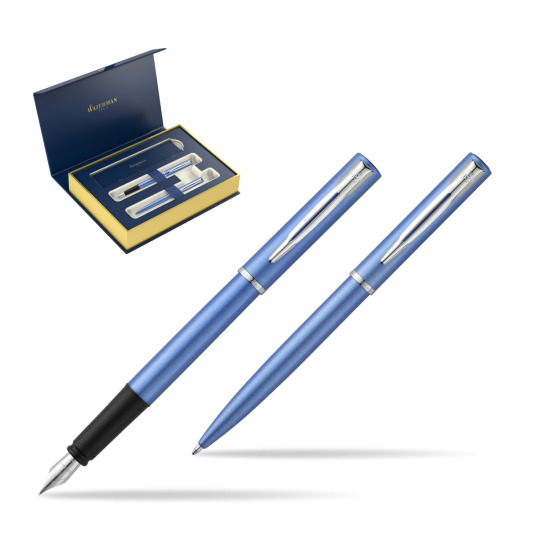 Zestaw prezentowy pióro wieczne + długopis Waterman Allure niebieski CT 