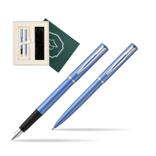 Zestaw prezentowy pióro wieczne + długopis Waterman Allure niebieski CT w pudełku Wiedza i Nauka
