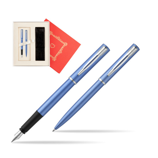 Zestaw prezentowy pióro wieczne + długopis Waterman Allure niebieski CT w pudełku Czerwień Od Serca