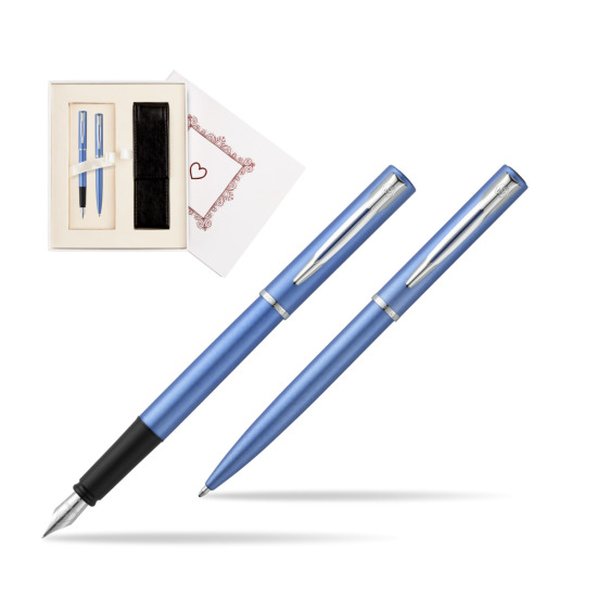 Zestaw prezentowy pióro wieczne + długopis Waterman Allure niebieski CT w pudełku Biel Od Serca