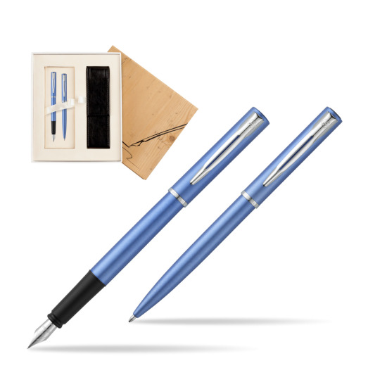 Zestaw prezentowy pióro wieczne + długopis Waterman Allure niebieski CT w pudełku Jubileusz 2