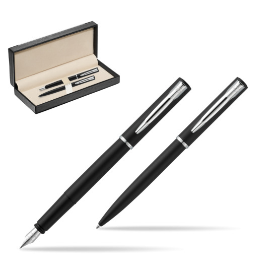 Zestaw prezentowy pióro wieczne + długopis Waterman Allure czarny mat CT w pudełku classic black