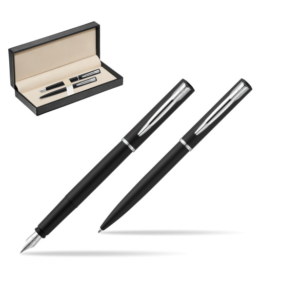 Zestaw prezentowy pióro wieczne + długopis Waterman Allure czarny mat CT w pudełku classic pure black