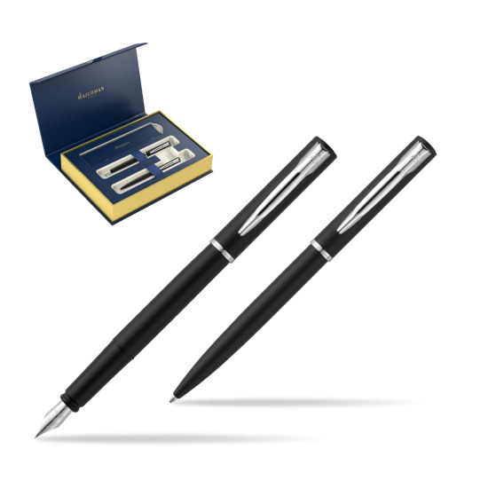 Zestaw prezentowy pióro wieczne + długopis Waterman Allure czarny mat CT 