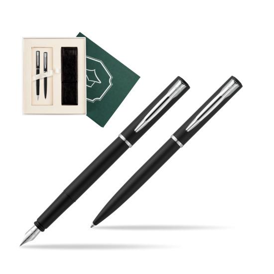 Zestaw prezentowy pióro wieczne + długopis Waterman Allure czarny mat CT w pudełku Wiedza i Nauka