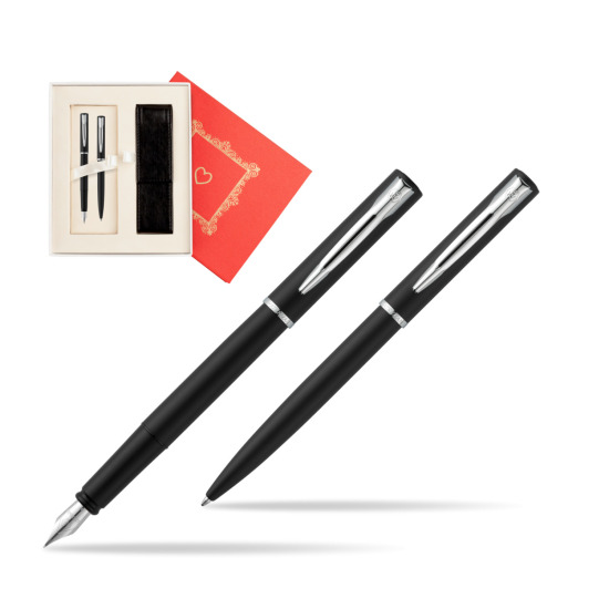 Zestaw prezentowy pióro wieczne + długopis Waterman Allure czarny mat CT w pudełku Czerwień Od Serca