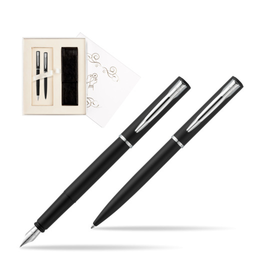 Zestaw prezentowy pióro wieczne + długopis Waterman Allure czarny mat CT w pudełku Pamiątka I Komunii