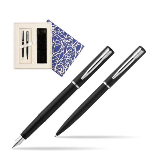 Zestaw prezentowy pióro wieczne + długopis Waterman Allure czarny mat CT w pudełku Uniwersalne z etui