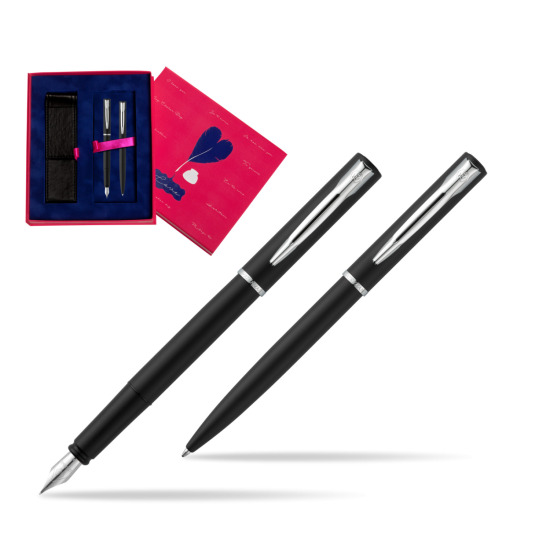 Zestaw prezentowy pióro wieczne + długopis Waterman Allure czarny mat CT w pudełku Love