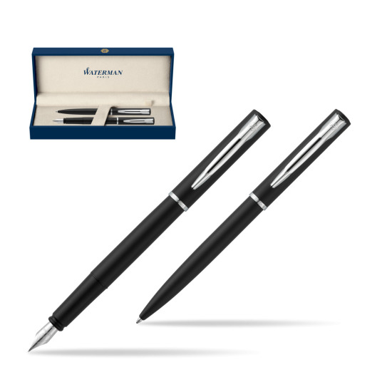 Zestaw prezentowy pióro wieczne + długopis Waterman Allure czarny mat CT