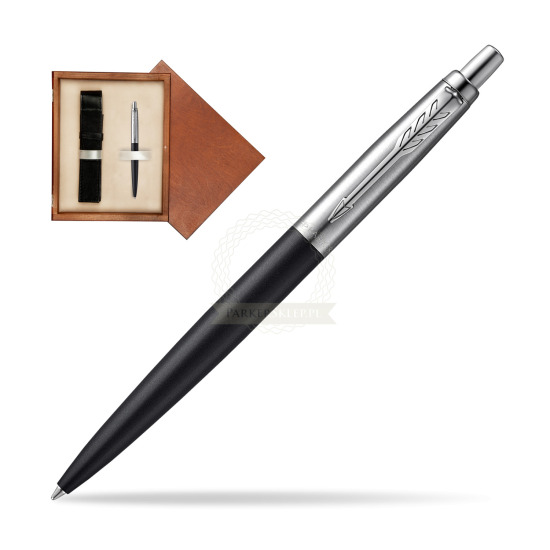 Długopis Parker JOTTER XL RICHMOND MATTE BLACK w pudełku drewnianym Mahoń Single Ecru