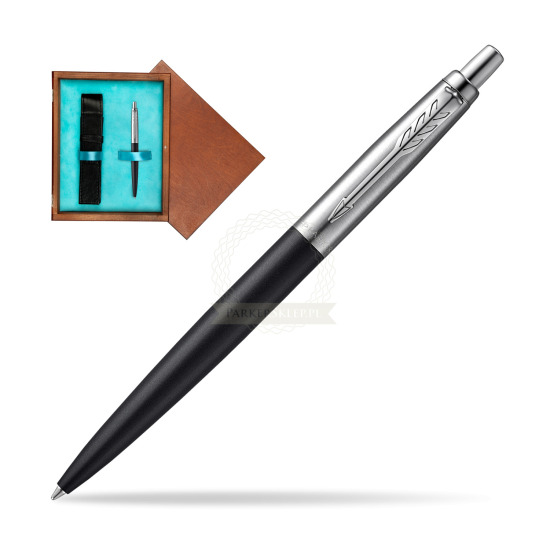 Długopis Parker JOTTER XL RICHMOND MATTE BLACK w pudełku drewnianym Mahoń Single Turkus