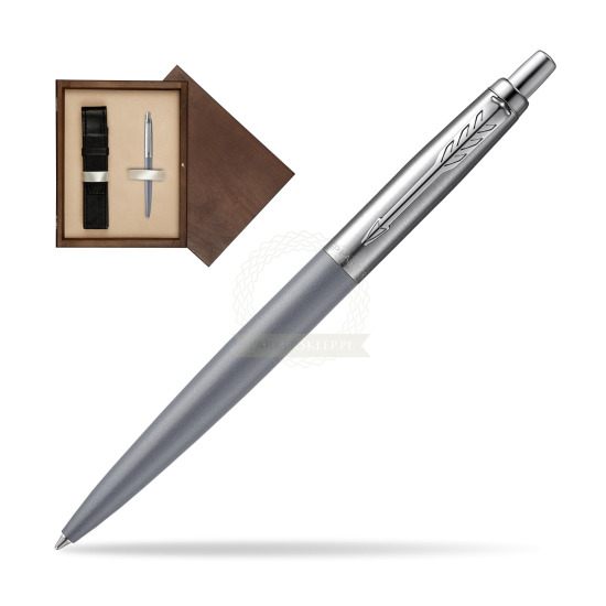 Długopis Parker JOTTER XL ALEXANDRA MATTE GREY w pudełku drewnianym Wenge Single Ecru