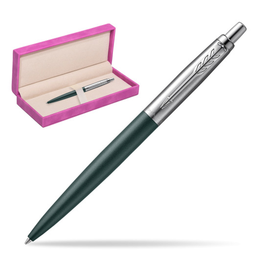 Długopis Parker JOTTER XL GREENWICH MATTE GREEN w pudełku zamszowym fuksja