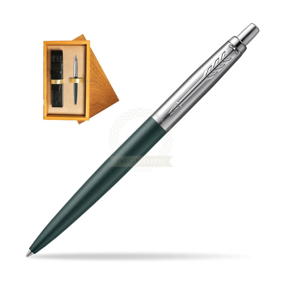 Długopis Parker JOTTER XL GREENWICH MATTE GREEN w pudełku drewnianym Honey Single Ecru