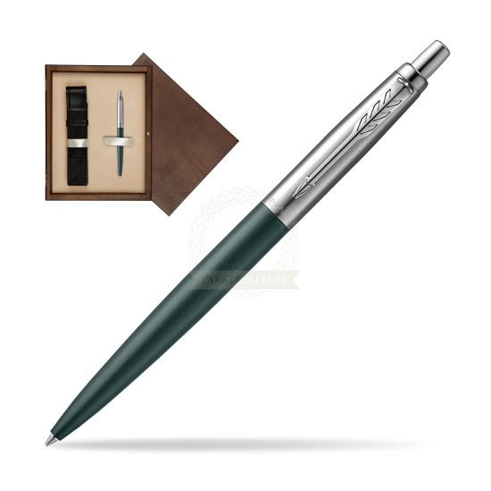 Długopis Parker JOTTER XL GREENWICH MATTE GREEN w pudełku drewnianym Wenge Single Ecru