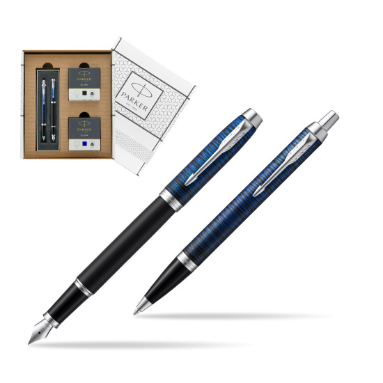 Zestaw prezentowy Parker pióro wieczne + długopis IM Blue Origin Edycja Specjalna w białym pudełko Parker Eco