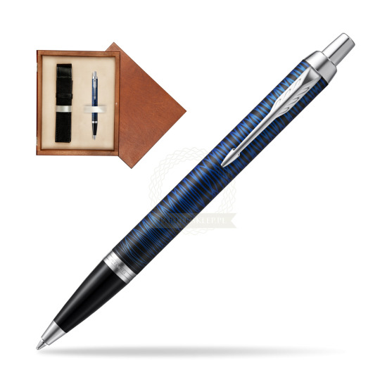 Długopis Parker IM  Blue Origin Edycja Specjalna w pudełku drewnianym Mahoń Single Ecru
