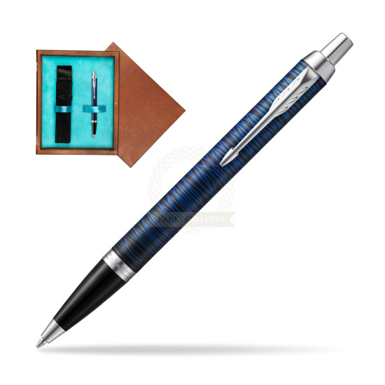 Długopis Parker IM  Blue Origin Edycja Specjalna w pudełku drewnianym Mahoń Single Turkus