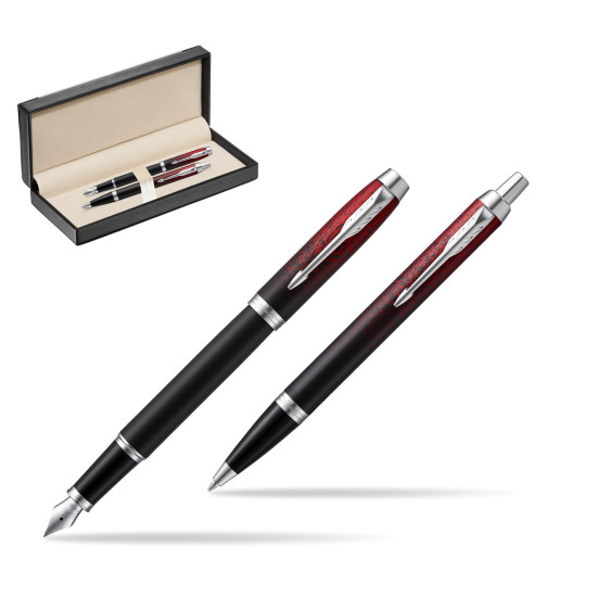 Zestaw prezentowy Parker pióro wieczne + długopis IM Red Ignite Edycja Specjalna w pudełku classic black