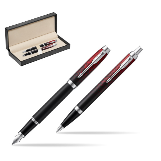 Zestaw prezentowy Parker pióro wieczne + długopis IM Red Ignite Edycja Specjalna w pudełku classic pure black