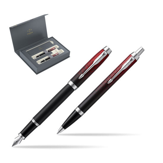 Zestaw prezentowy Parker pióro wieczne + długopis IM Red Ignite Edycja Specjalna w pudełku Parker Duo 2022