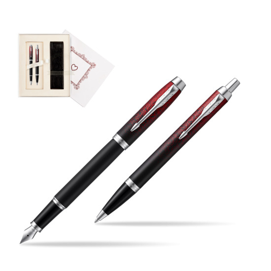 Zestaw prezentowy Parker pióro wieczne + długopis IM Red Ignite Edycja Specjalna w pudełku Biel Od Serca
