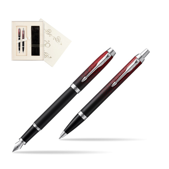 Zestaw prezentowy Parker pióro wieczne + długopis IM Red Ignite Edycja Specjalna w pudełku Ślub