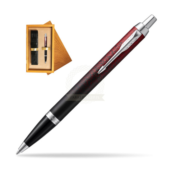 Długopis Parker IM Red Ignite Edycja Specjalna w pudełku drewnianym Honey Single Ecru