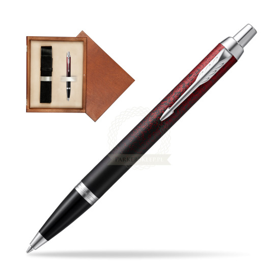 Długopis Parker IM Red Ignite Edycja Specjalna w pudełku drewnianym Mahoń Single Ecru