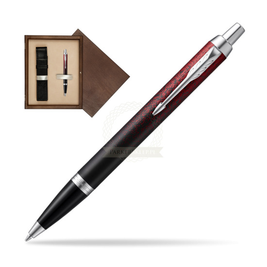 Długopis Parker IM Red Ignite Edycja Specjalna w pudełku drewnianym Wenge Single Ecru