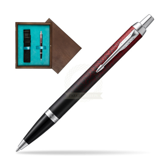 Długopis Parker IM Red Ignite Edycja Specjalna w pudełku drewnianym Wenge Single Turkus