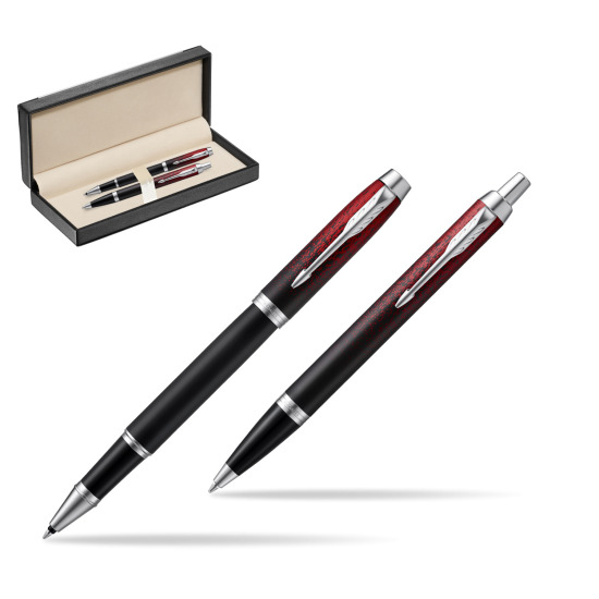 Zestaw prezentowy Parker pióro kulkowe + długopis IM Red Ignite Edycja Specjalna w pudełku classic black