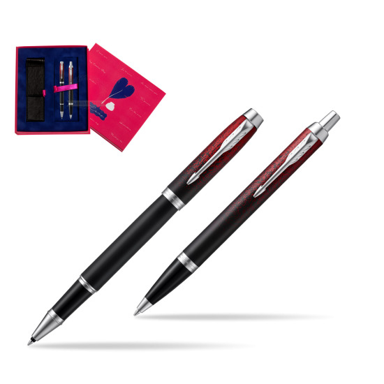 Zestaw prezentowy Parker pióro kulkowe + długopis IM Red Ignite Edycja Specjalna w pudełku Love