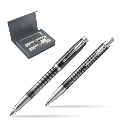 Zestaw prezentowy Parker pióro wieczne + długopis IM Metallic Pursuit Edycja Specjalna w pudełku Parker Duo 2022