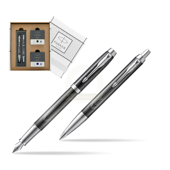 Zestaw prezentowy Parker pióro wieczne + długopis IM Metallic Pursuit Edycja Specjalna w białym pudełko Parker Eco