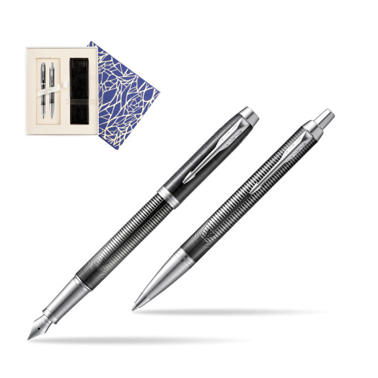 Zestaw prezentowy Parker pióro wieczne + długopis IM Metallic Pursuit Edycja Specjalna w pudełku Uniwersalne z etui