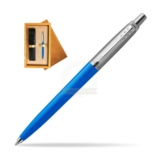 Długopis Parker Jotter Originals Niebieski w pudełku drewnianym Honey Single Ecru