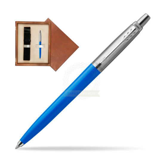 Długopis Parker Jotter Originals Niebieski w pudełku drewnianym Mahoń Single Ecru